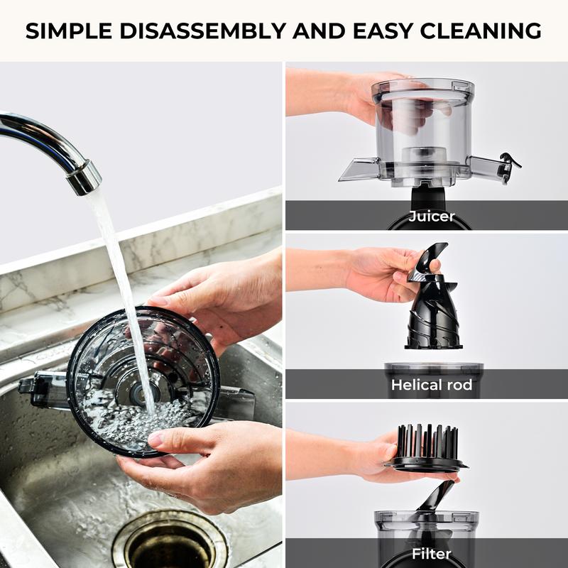 Cold Press Juicer with 5.3" Wide Feed Chute – High Juice Yield, Easy Clean, Whole Fruit Masticator Lisa Domen