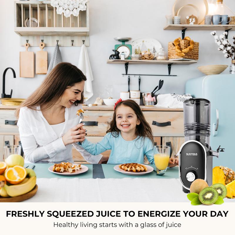 Cold Press Juicer with 5.3" Wide Feed Chute – High Juice Yield, Easy Clean, Whole Fruit Masticator Lisa Domen