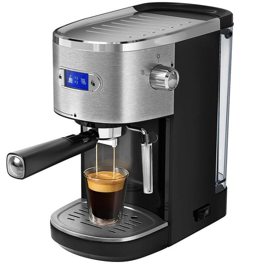 ☕ High-Pressure Espresso Coffee Maker – 20 Bar Pump 💨 | Steam Wand 🥛 | Capsule Compatible 🎯 | Removable Water Tank 💧 | 1350W Power ⚡ for Lattes & Cappuccinos 🍵 ERIC SONG