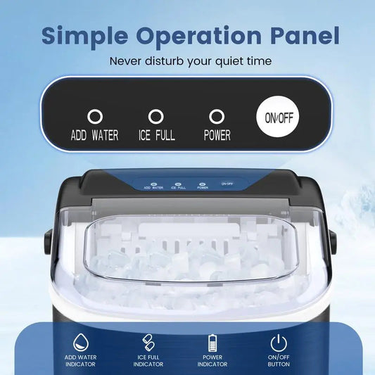 Portable Bullet Ice Maker – 9 Ice Cubes in 6 Mins, 26.5lbs/24H, Self-Cleaning Machine for Home, Party, RV ERIC SONG